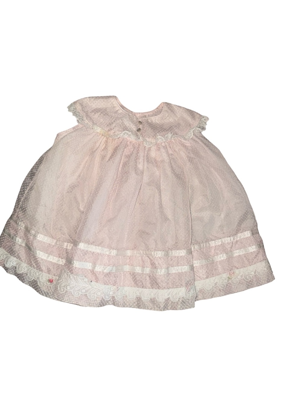 VTG 90s Baby Girls Dress Size 24 Months Pink Lace Layered USA